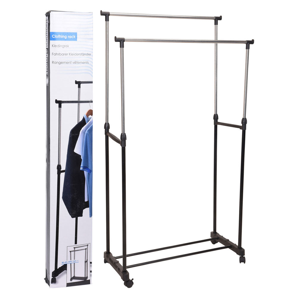 APPENDIABITO DOPPIO 'DUBBEL' cm 80 x 42 x h 90>160 - nero-Appendiabiti e ganceria-Ecanshop