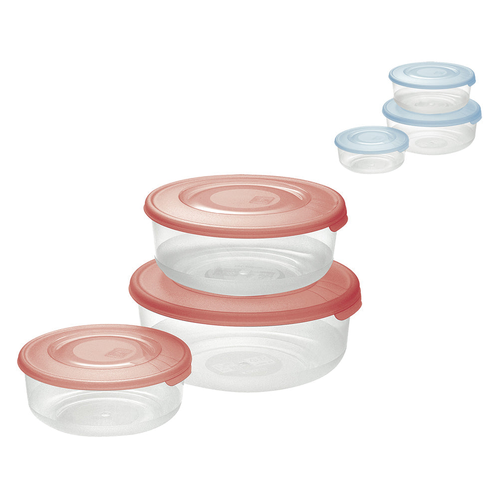 CONTENITORE TONDO IN PLASTICA SET 'FRIGO BOX' coperchio acqua trasparente-Articoli da cucina-Ecanshop