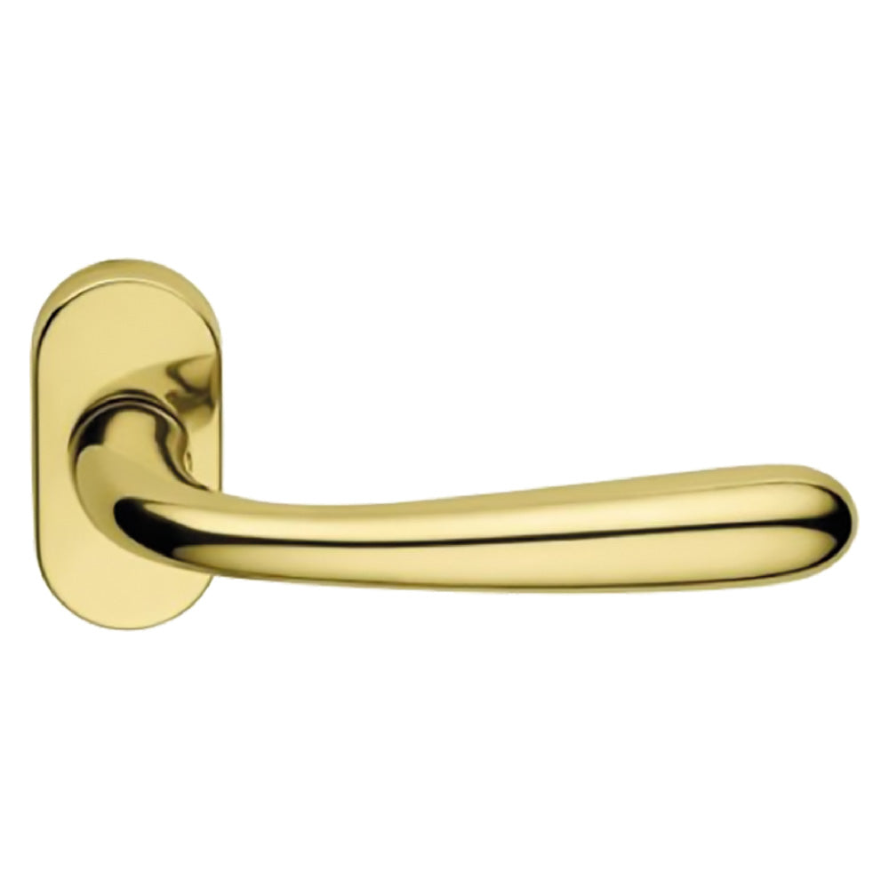 MANIGLIA PORTA BLINDATA ROSETTA OVALE 'GOCCIA' Sx - cromo satinato-Maniglieria porte/finestre/mobili e acc.-Ecanshop