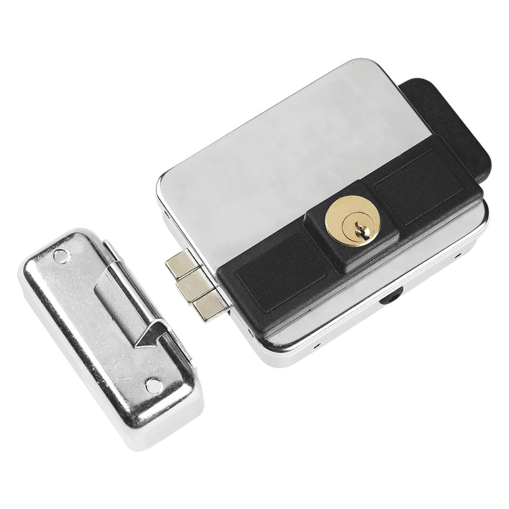 SERRATURA ELETTRICA DA APPLICARE PER CANCELLI 'MULTIPLA' E 50 > 70 cilindro fisso - zincata-Serrature per serr.metallici e accessori-Ecanshop