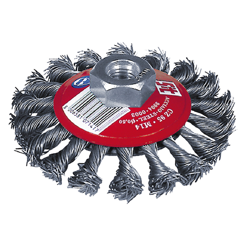 SPAZZOLA CONICA PER SMERIGLIATRICE รธ mm 120-Spazzole a fili d'acciaio-Ecanshop