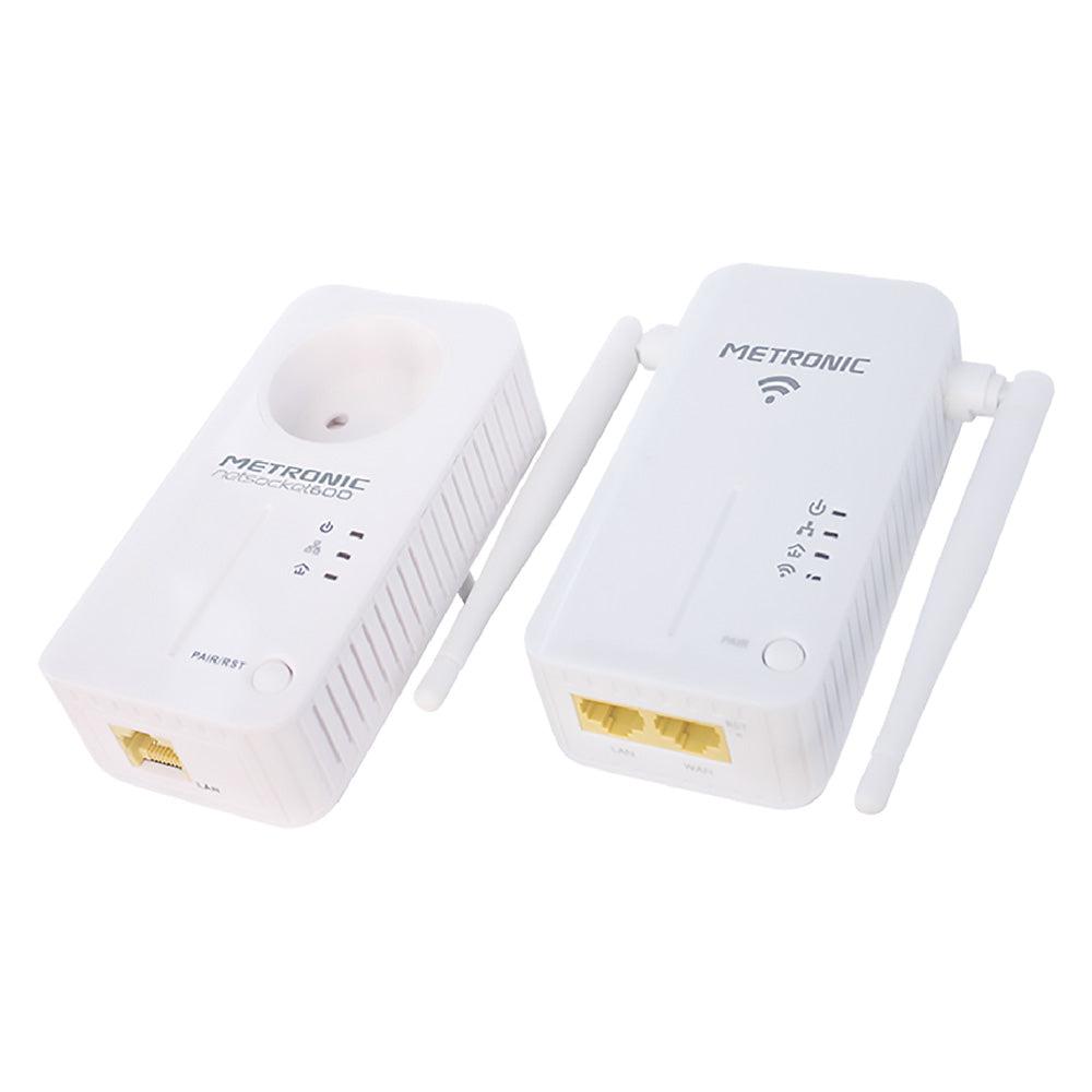 ADATTATORE PLC CON RIPETITORE WI-FI con 2 cavi RJ45-MATERIALE ELETTRICO-Ecanshop