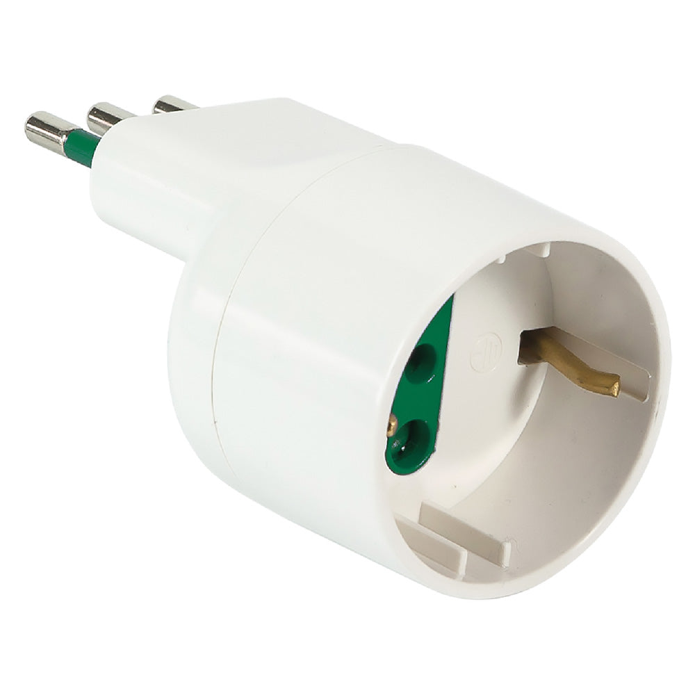 ADATTATORE SINGOLO SPINA ASIMMETRICA 'SALVASPAZIO' spina 2P + T 10A - bianco-Spinotteria civile e industriale-Ecanshop