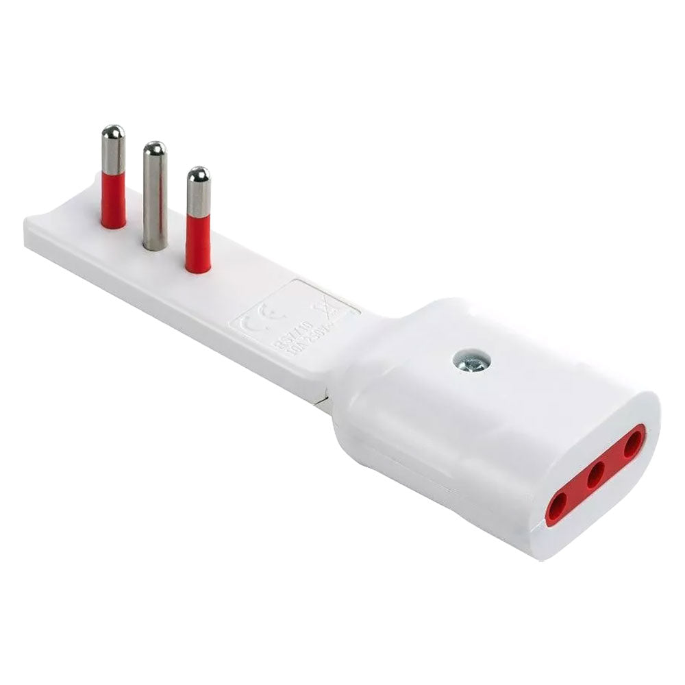 ADATTATORE ULTRAPIATTO SERIE 'EMILIA FLAT' spina e presa 2P + T 10A - bianco-Spinotteria civile e industriale-Ecanshop