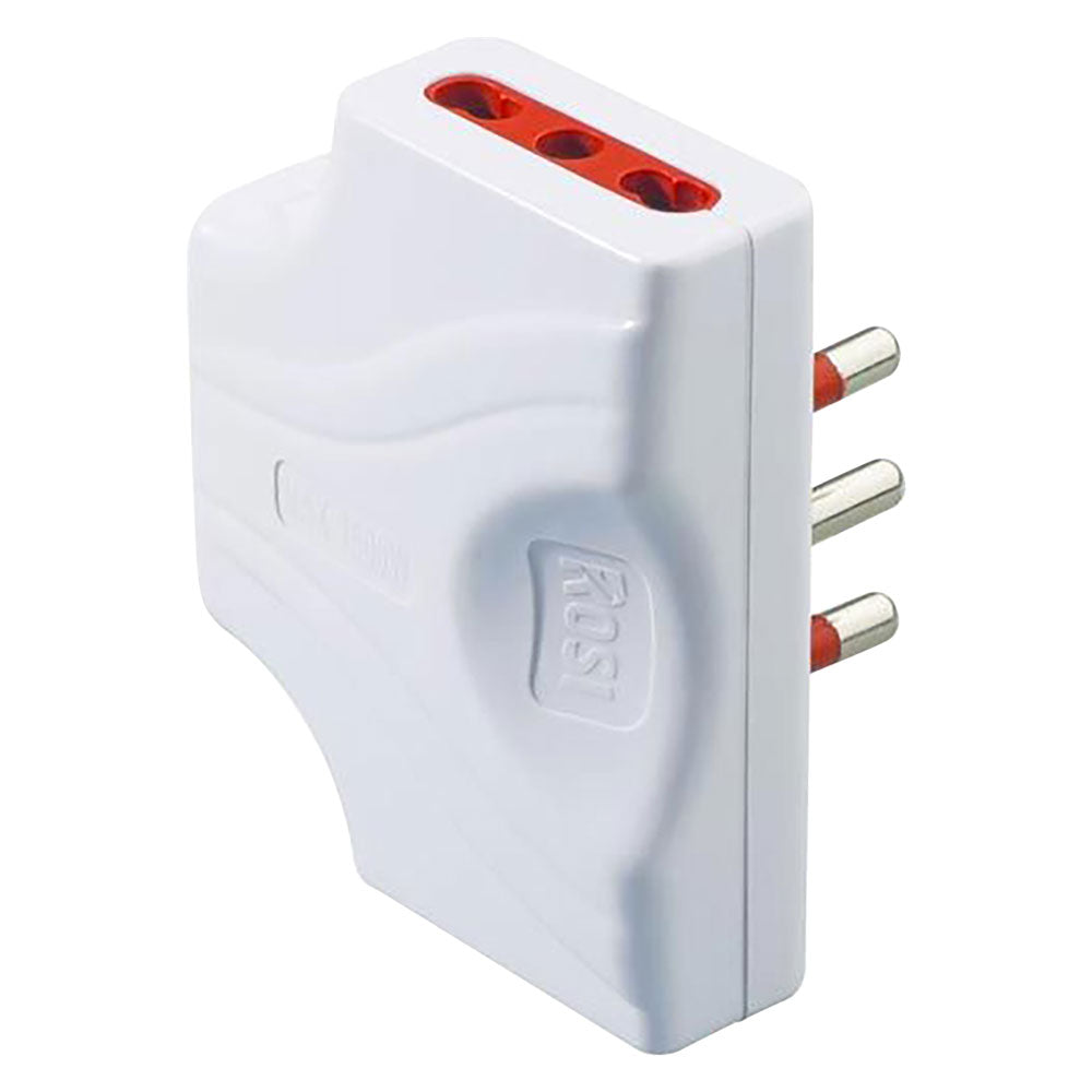 ADATTATORE ULTRAPIATTO TRIPLO SERIE 'EMILIA EXTRA PIATTA' presa 2P+T 10/16A - spina 2P+T 16A / bianco-Spinotteria civile e industriale-Ecanshop