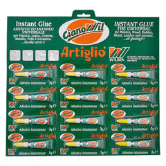 ADESIVO CIANOCRILATO 'ARTIGLIO CIANOWIL' gr.3 - 12 tubetti display appendib.-Colle-Ecanshop
