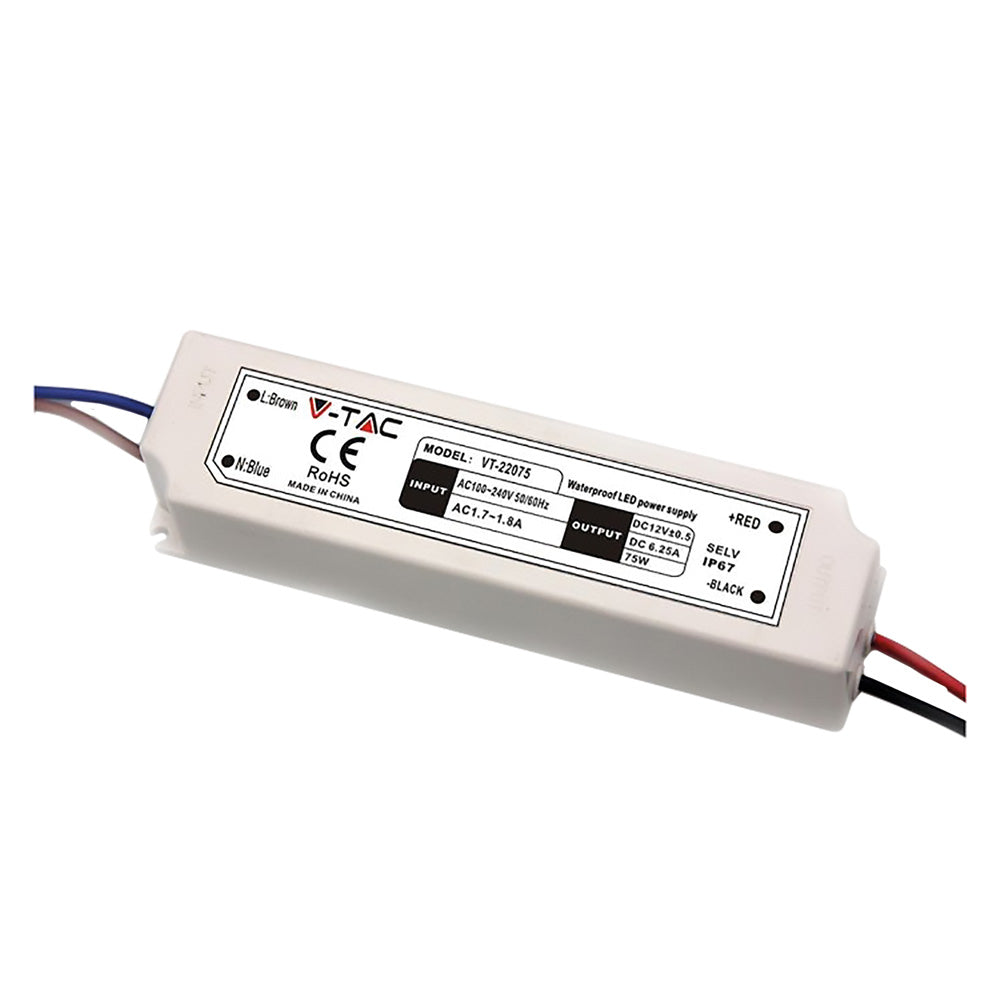 ALIMENTATORE PER STRIP LED 75W - IN 100-240V OUT 12V 6A (IP67)-Impiantistica civile-Ecanshop