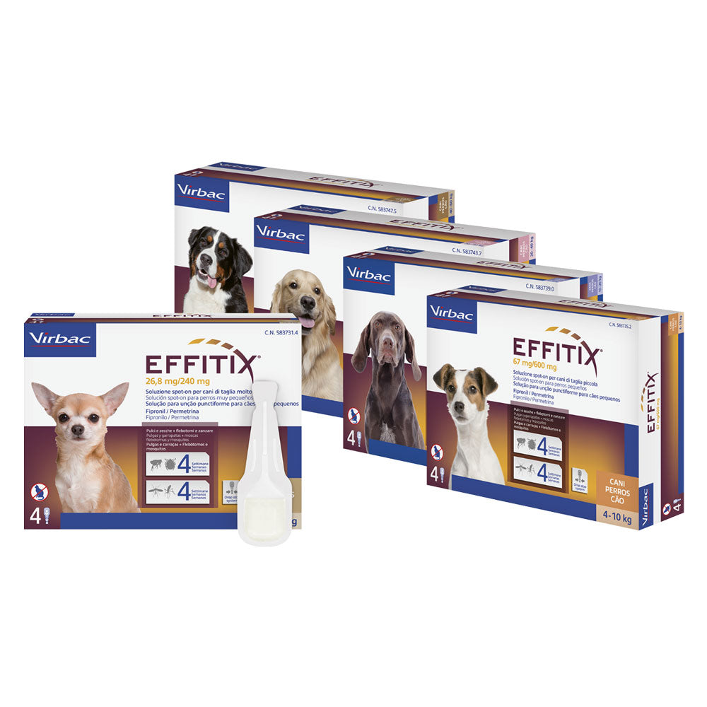 ANTIPARASSITARIO 'EFFITIX' 'Cane Extra Large' da 40 a 60 kg - 4 pipette ml 6,6-Trattamenti antiparassitari per animali-Ecanshop