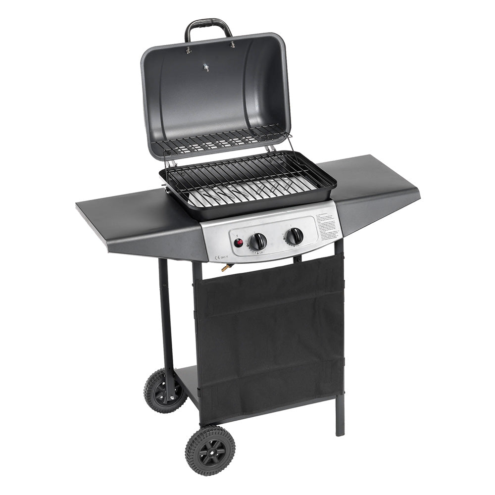 BARBECUE A GAS 'DOUBLE COOKING SYSTEM' A ROCCIA LAVICA art. 4936-Barbecue, forni portatili ed accessori-Ecanshop