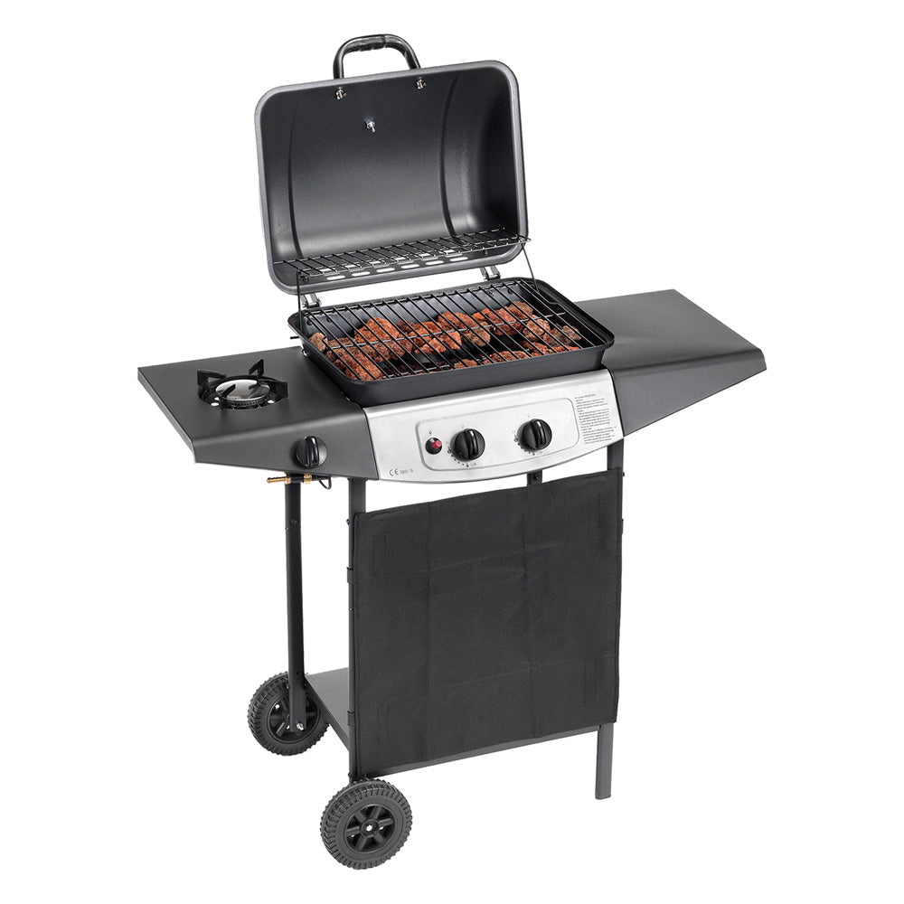 BARBECUE A GAS 'DOUBLE COOKING SYSTEM' A ROCCIA LAVICA art. 4939-Barbecue, forni portatili ed accessori-Ecanshop