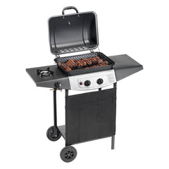 BARBECUE A GAS 'DOUBLE COOKING SYSTEM' A ROCCIA LAVICA art. 4939-Barbecue, forni portatili ed accessori-Ecanshop