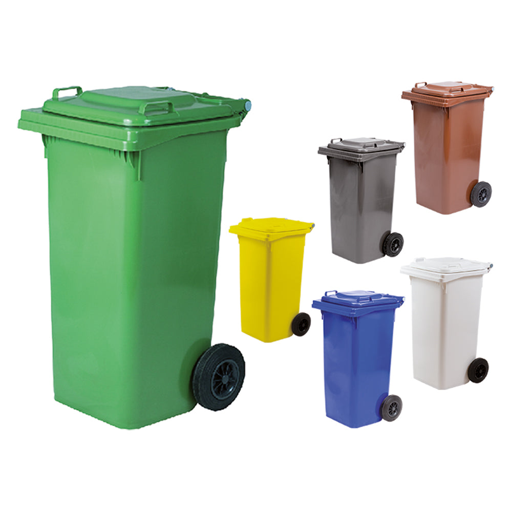 BIDONE IMMONDIZIA CARRELLATO Lt. 240 - cm 73 x 58 x 106 verde-Pulizie domestiche e racc.differenziata-Ecanshop