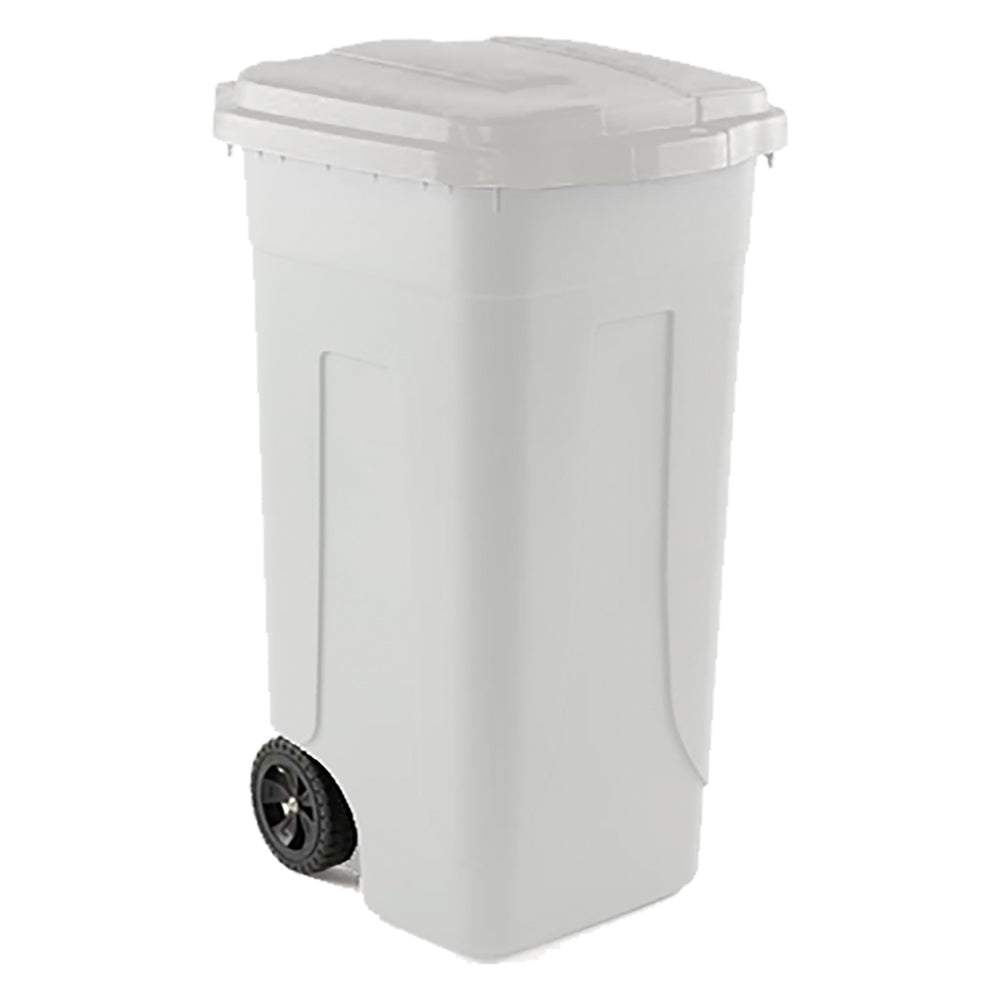 BIDONE IMMONDIZIA CARRELLATO 'OTTANTA' Lt. 80 - grigio/coperchio rosso-Pulizie domestiche e racc.differenziata-Ecanshop