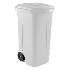 BIDONE IMMONDIZIA CARRELLATO 'OTTANTA' Lt. 80 - grigio/coperchio rosso-Pulizie domestiche e racc.differenziata-Ecanshop