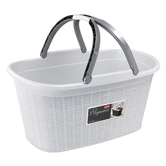 CESTA PORTABIANCHERIA 'ELEGANCE' colore bianco-Contenitori per uso domestico-Ecanshop