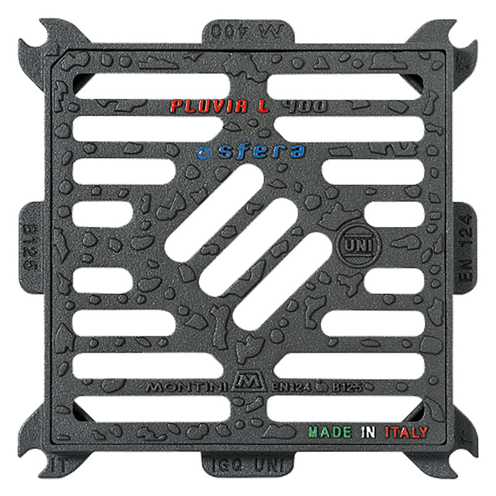 CHIUSINO GRIGLIATO IN GHISA PIANO PLUVIA LIGHT - 30 x 30 - Kg 5,3-Pozzetti, chiusini e griglie-Ecanshop