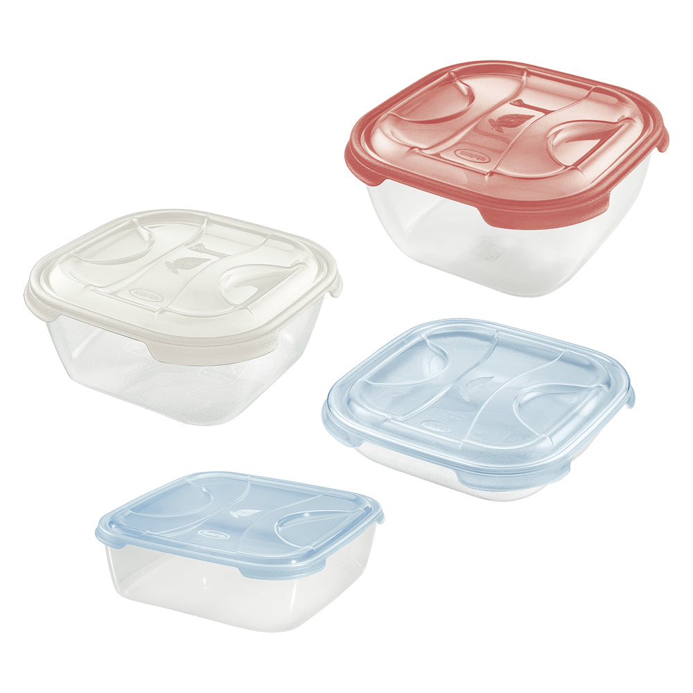 CONTENITORE QUADRO IN PLASTICA 'FRIGO BOX' lt0,5 cm 15,8x15,8xh.4,35 acqua tra-Articoli da cucina-Ecanshop