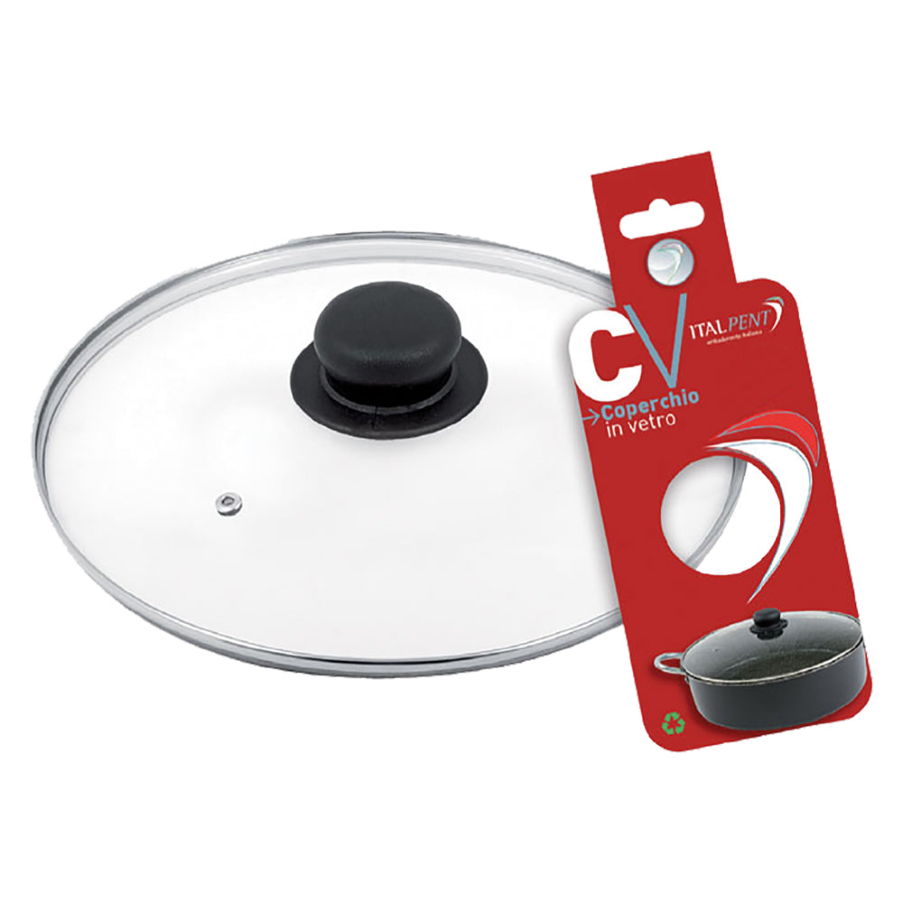COPERCHIO IN VETRO 'BLACK LINE' Ø cm. 18-Articoli da cucina-Ecanshop
