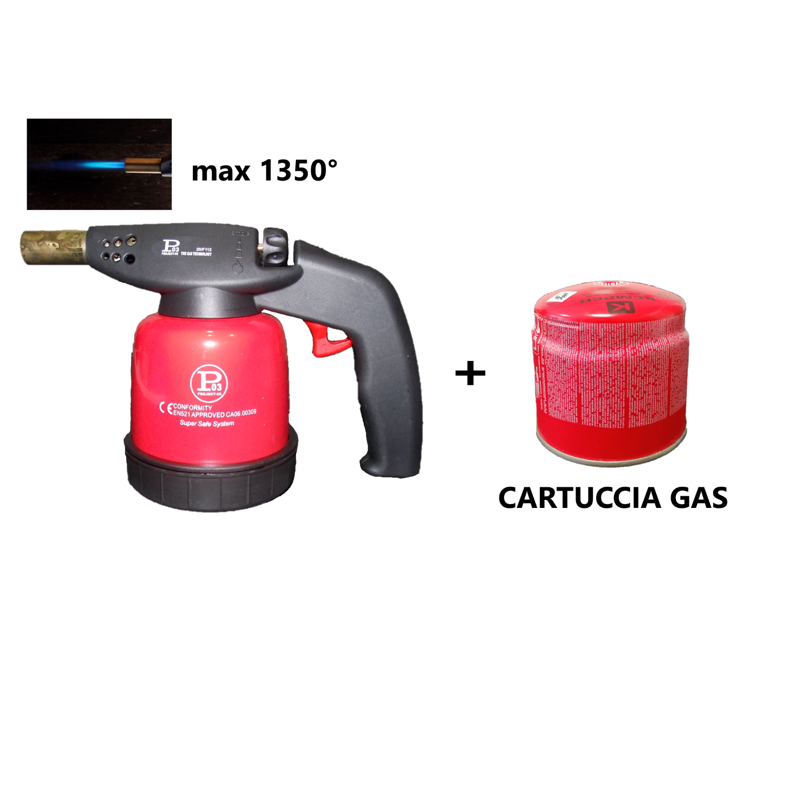 Cannello a Gas bruciatore con piezo saldatore fiamma ossidrica cartuccia butano-Materiale da lavoro-Ecanshop