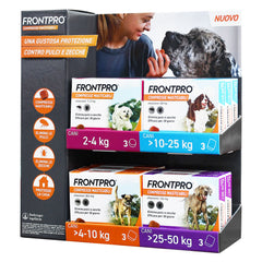 ESPOSITORE COMPRESSE ANTIPARASSITARIE MASTICABILI 'FRONTPRO' totale 11 scatole (10 + 1 omaggio)-Trattamenti antiparassitari per animali-Ecanshop