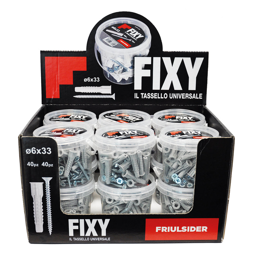 ESPOSITORE TASSELLI NYLON 'FIXY' 12 secchielli da 40 pezzi-Fissaggi leggeri-Ecanshop