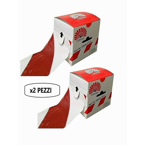 Nastro segnaletico bianco e rosso per lavori in corso 200 mt segnalare cantiere-Ecanshop