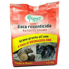 Esca rodenticida topicida in grano per topi e ratti 1,5kg-Esca rodenticida-Ecanshop