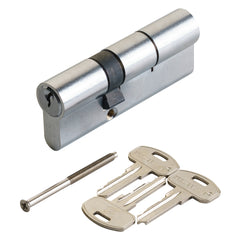 CILINDRO PROFILATO DOPPIO SERIE 'KY' mm 25+10+35 = 70 (30+40) cromo satinato