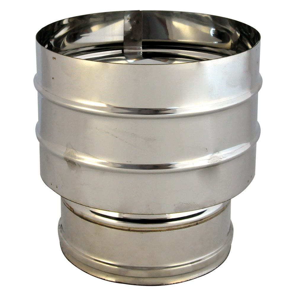 FUMAIOLO A CAPPELLO DOPPIA PARETE 'ANTIVENTO' Ø 13/18 cm-Fumisteria acciaio inox,zincata e acces.-Ecanshop