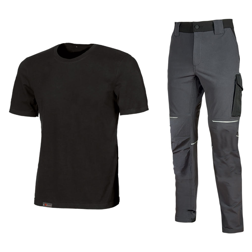 KIT T-SHIRT + PANTALONE 'WORK WEAR' tg. M (maglia black carbon / pantalone asphalt grey)-Indumenti da lavoro-Ecanshop