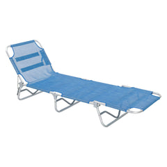 LETTINO SPIAGGIA SENZA PARASOLE 'SABAUDIA' cm 188 x 58 x h 27 - telo blu-Prodotti per campeggiare e per mare-Ecanshop
