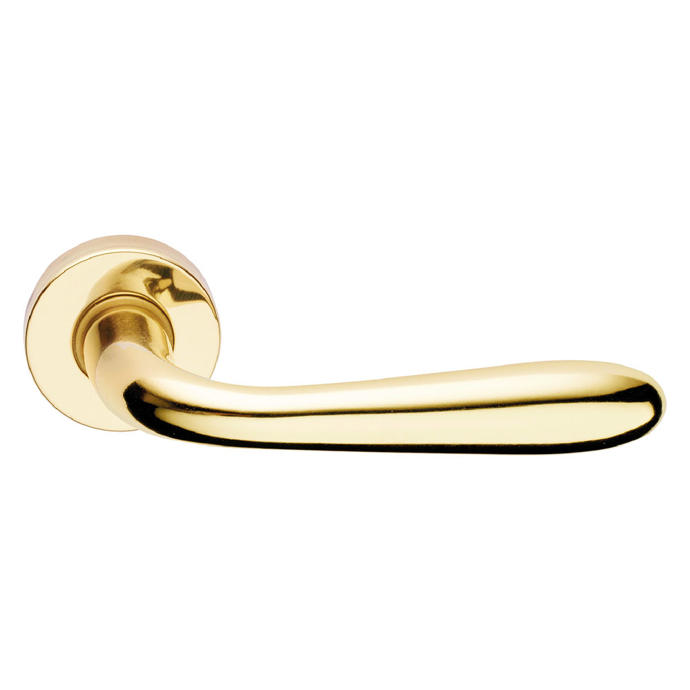 MANIGLIA PORTA BLINDATA ROSETTA TONDA 'GOCCIA' Dx - cromo satinato-Maniglieria porte/finestre/mobili e acc.-Ecanshop
