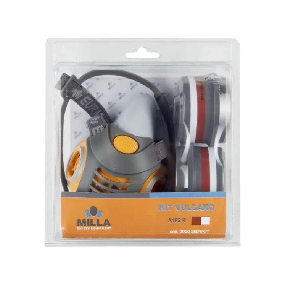 MASCHERA RESPIRATORIA BIFILTRO 'VULCANO' IN KIT con coppia filtri ABEK1P3-Sicurezza e protezione-Ecanshop