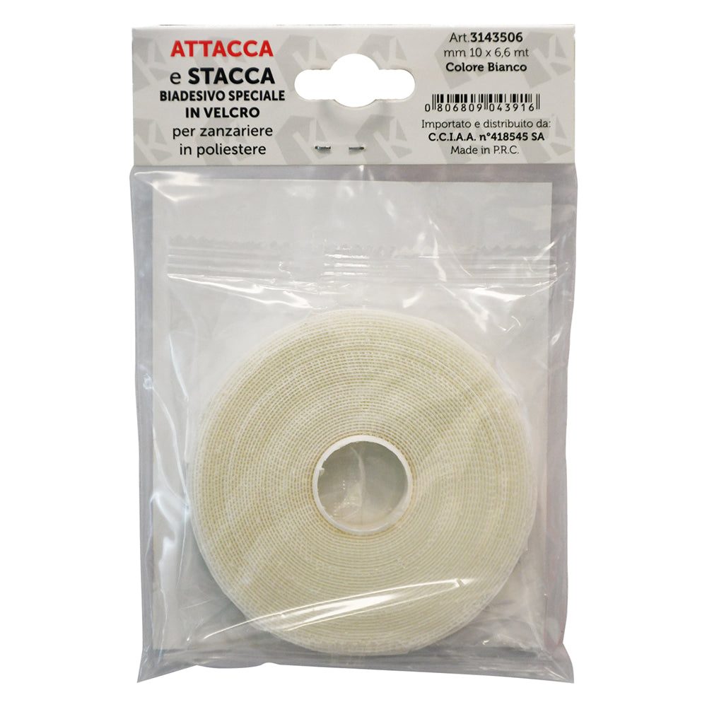 NASTRO IN VELCRO PER ZANZARIERE mm 10 x 6,6 mt - col. bianco-Tende e zanzariere-Ecanshop