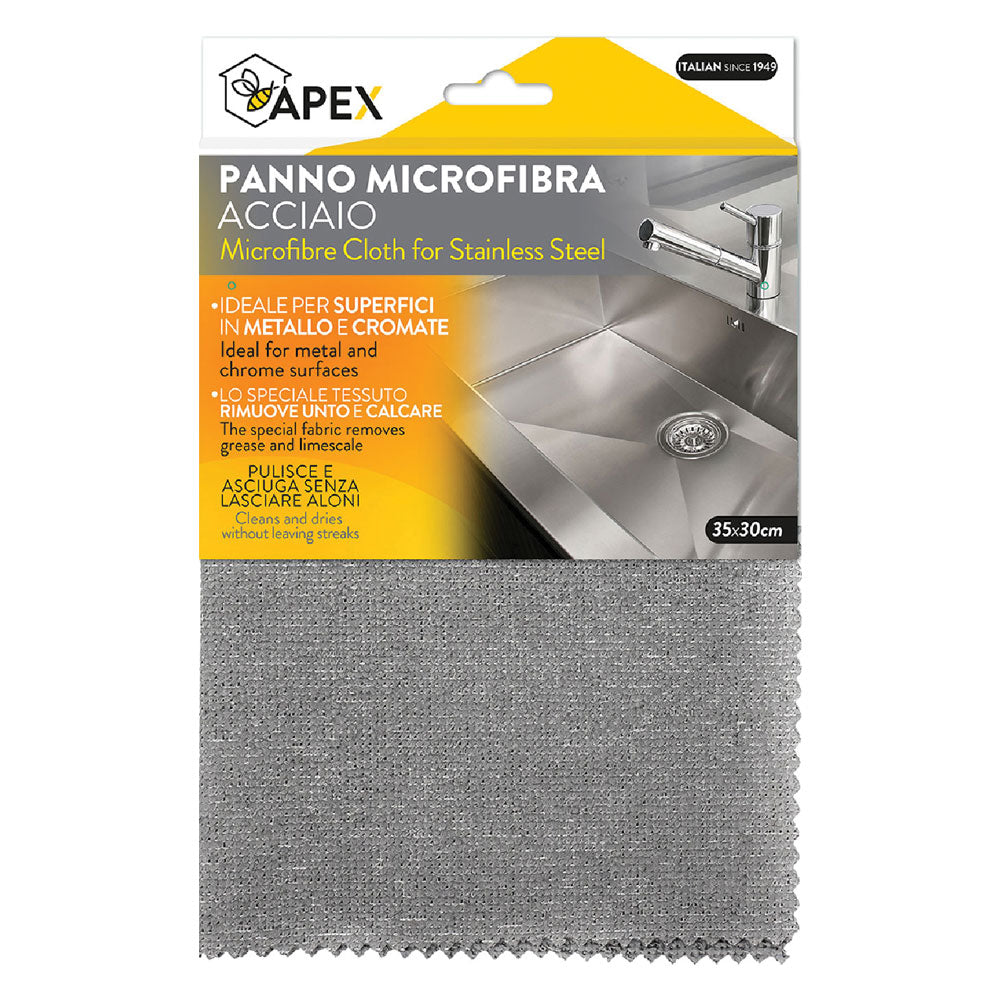 PANNO MICROFIBRA PER SUPERFICI METALLO cm 35 x 30-Ecanshop