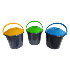 PATTUMIERA CON MANICO E COPERCHIO Lt. 15 - Ø 29 xh.32 cm.-Pulizie domestiche e racc.differenziata-Ecanshop