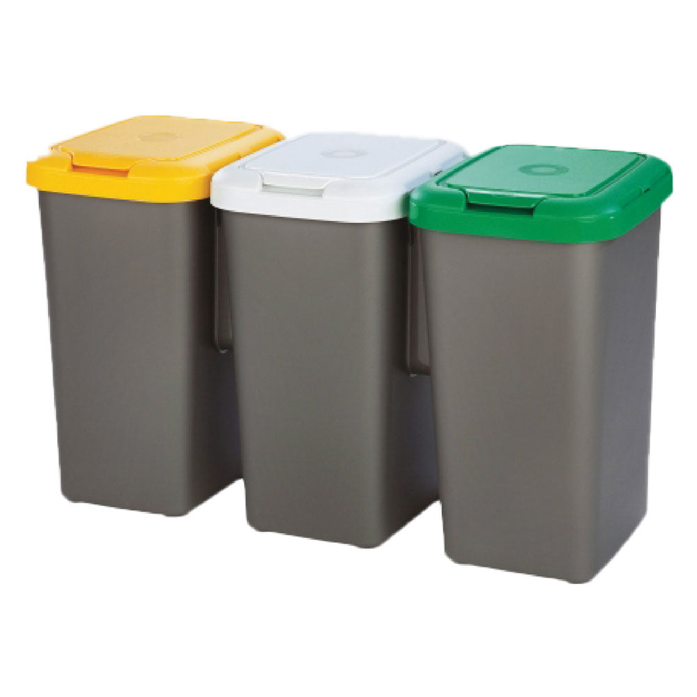 PATTUMIERA RACCOLTA DIFFERENZIATA SET 'TRIO' 25 lt. cm 78,5 x 32 x 47,4-Pulizie domestiche e racc.differenziata-Ecanshop