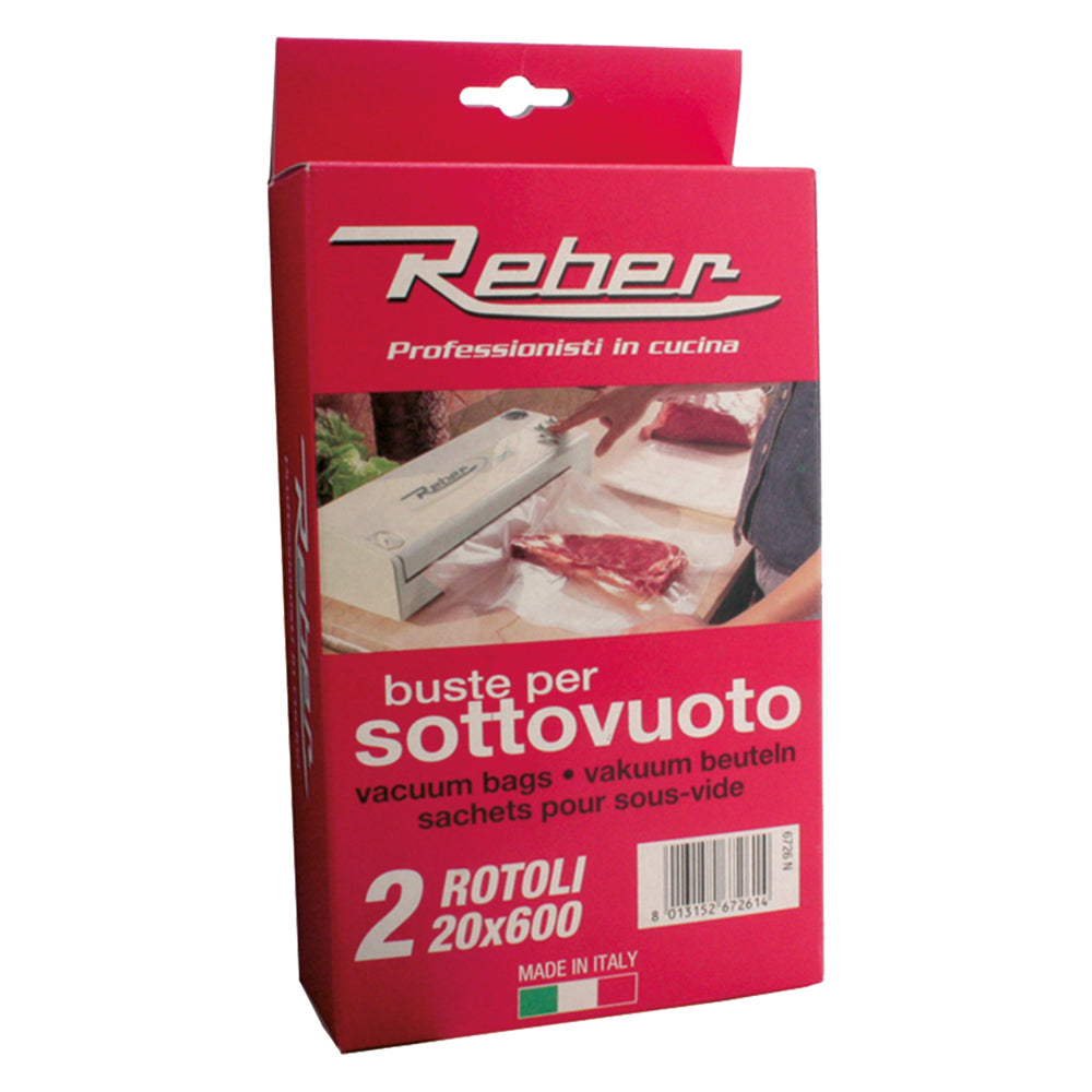 SACCHETTI A ROTOLI PER SOTTOVUOTO SCATOLATI N. 2 rotoli cm 20 x 6 mt-Sottovuoto-Ecanshop