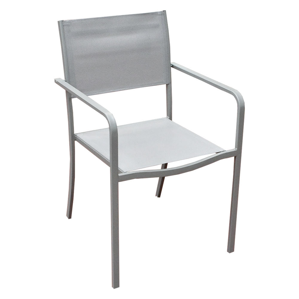 SEDIA ACCIAIO CON BRACCIOLI 'ALBIO' tessuto tortora-Arredamento, complementi ambiente, relax-Ecanshop