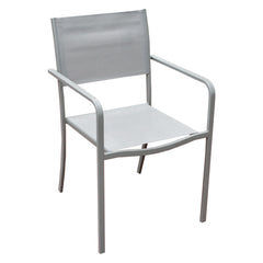 SEDIA ACCIAIO CON BRACCIOLI 'ALBIO' tessuto tortora-Arredamento, complementi ambiente, relax-Ecanshop