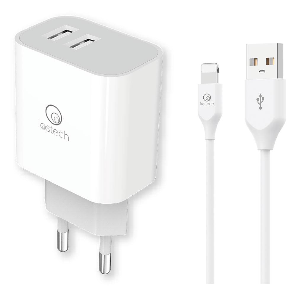 SET DI CARICA DA MURO A DOPPIA USB cavo USB attacco Tipo C-MATERIALE ELETTRICO-Ecanshop