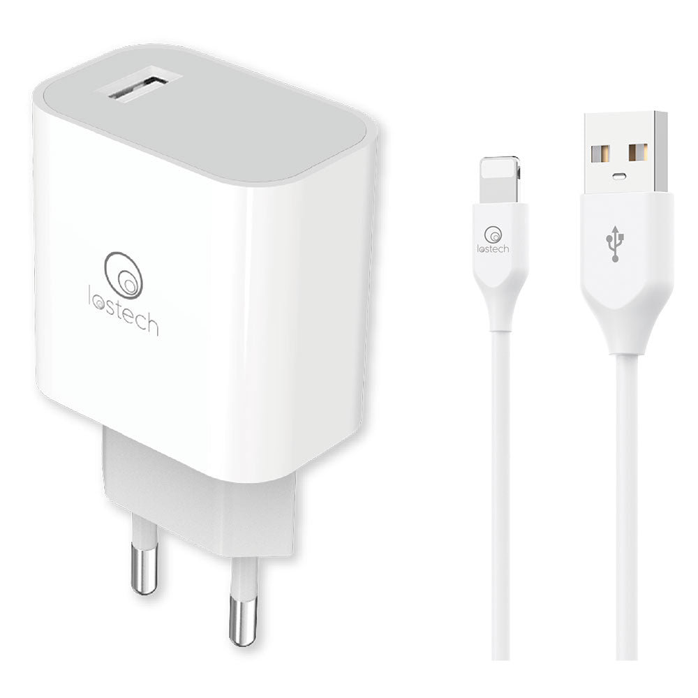 SET DI CARICA DA MURO A SINGOLA USB cavo USB attacco lightning apple (pot.max 18W)-Spinotteria civile e industriale-Ecanshop
