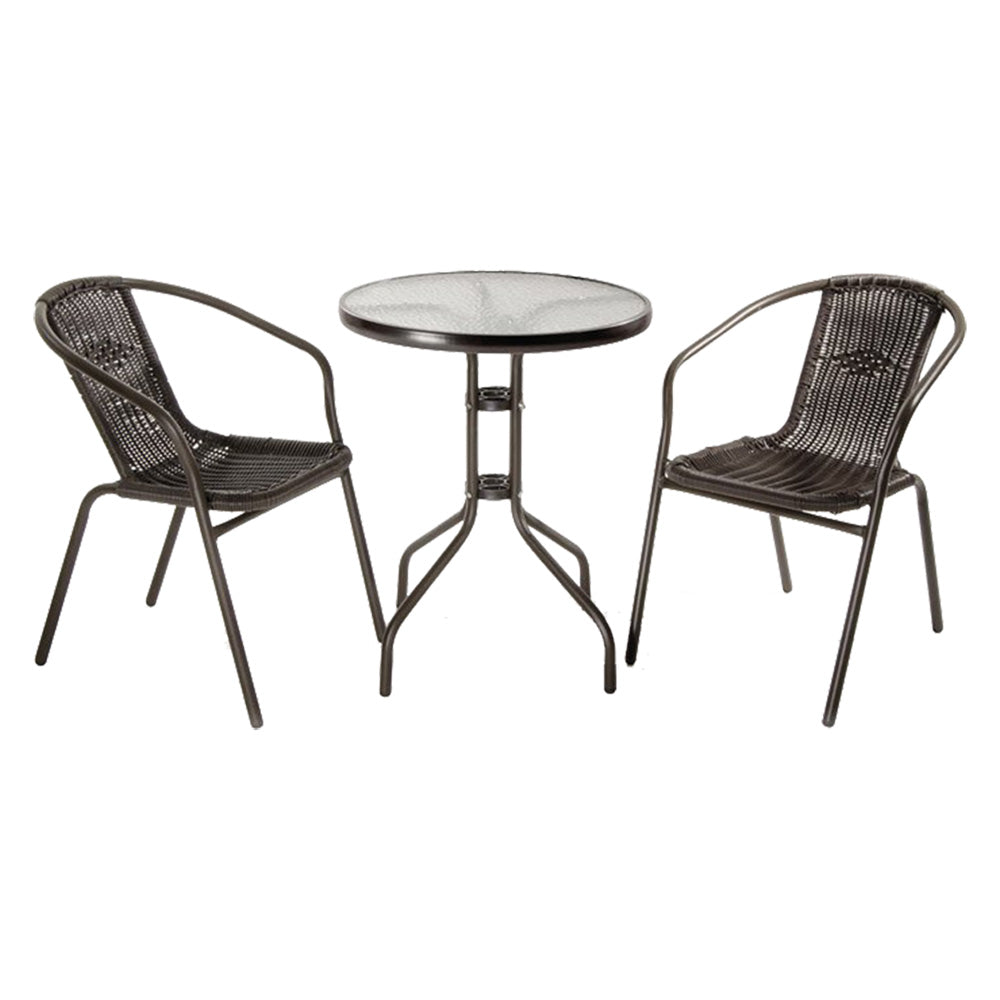 SET GIARDINO IN POLYRATTAN 'ACHILLE' colore marrone/antracite-Arredamento, complementi ambiente, relax-Ecanshop