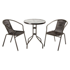 SET GIARDINO IN POLYRATTAN 'ACHILLE' colore marrone/antracite-Arredamento, complementi ambiente, relax-Ecanshop