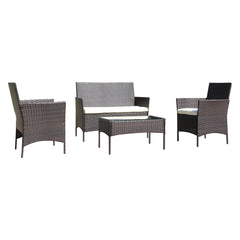 SET GIARDINO IN POLYRATTAN 'BERENICE' marrone/beige-Arredamento, complementi ambiente, relax-Ecanshop