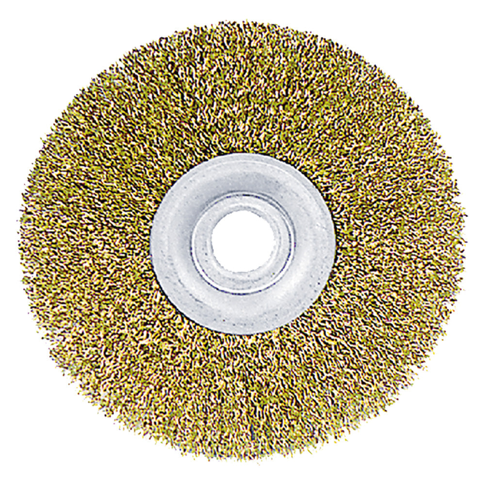 SPAZZOLA CIRCOLARE PER MOLA ø mm 100 - foro mm 13 - blister-Spazzole a fili d'acciaio-Ecanshop