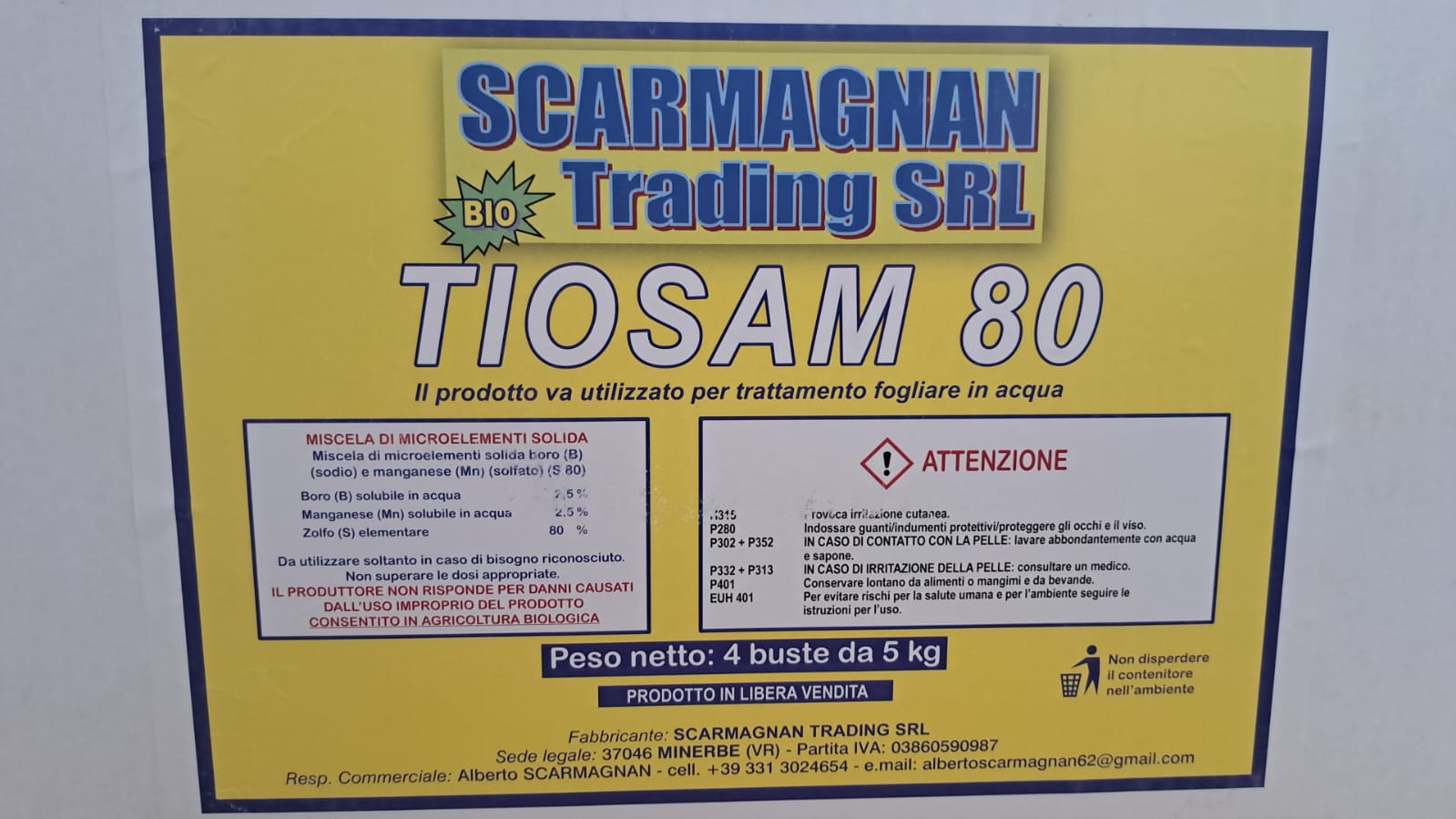 Thioplus/Tiosam 80 WP Zolfo in polvere bagnabile fungicida per piante agricoltura biologica bio 10 kg-Fungicida-Ecanshop