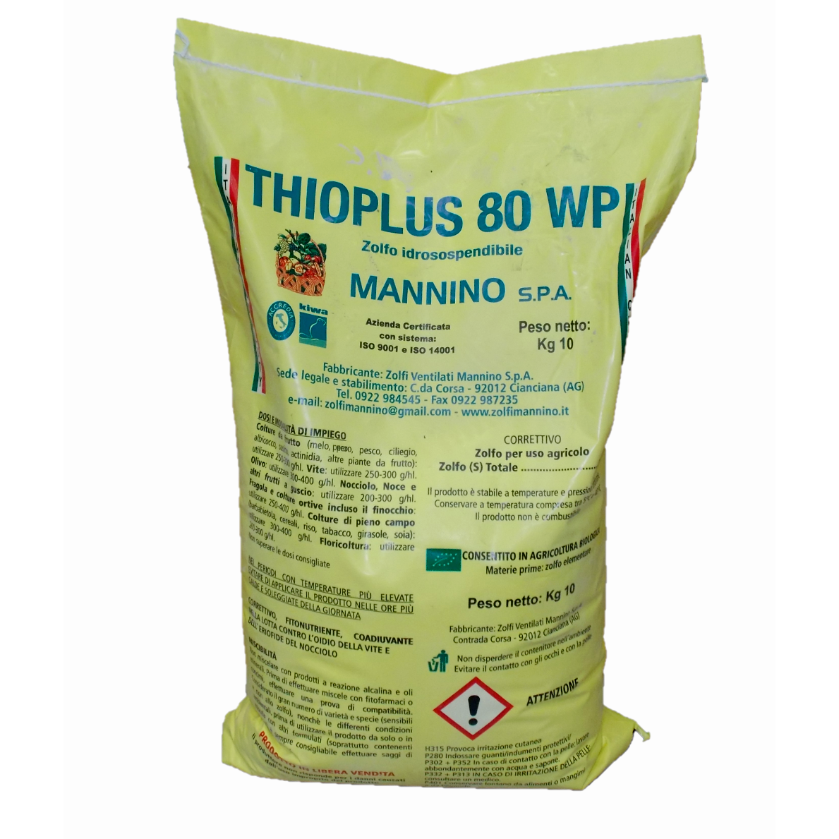 Thioplus/Tiosam 80 WP Zolfo in polvere bagnabile fungicida per piante agricoltura biologica bio 10 kg-Fungicida-Ecanshop